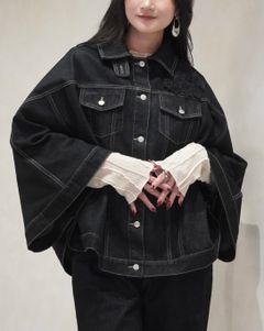 【ロング丈】trucker detail denim poncho JK (Black) / トラッカー ポンチョ デニムジャケット (ブラック) / 26SS