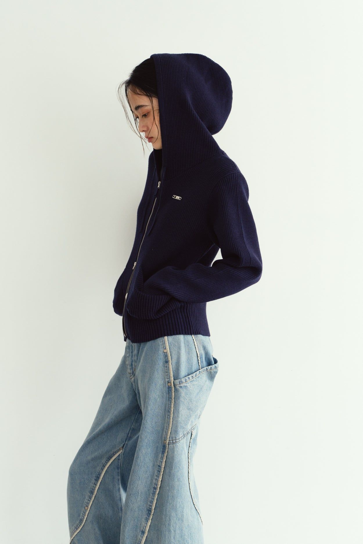 ニットパーカー (ネイビー) hooded knit parka (Navy) / 26AW