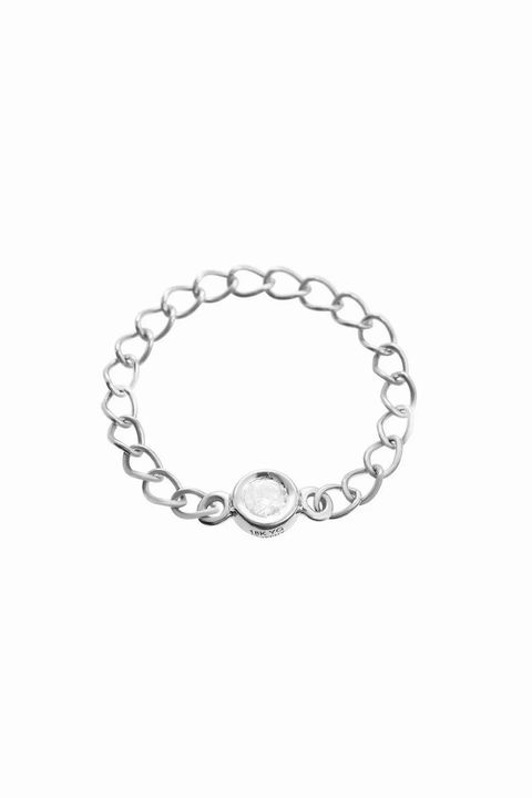 SINGLE MOISSANITE CHAIN RING / シングル モアサナイト チェーン リング K18 (ホワイトゴールド)