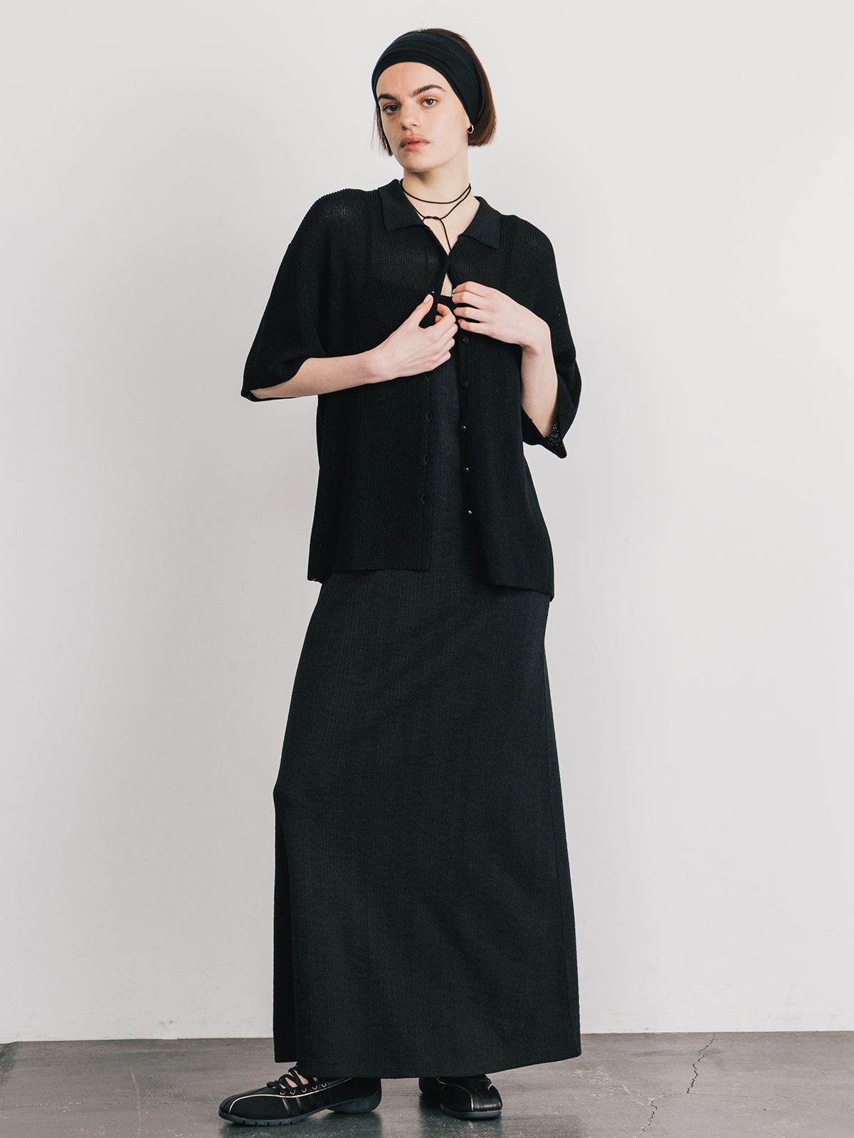 【25SS】ACETATE KNIT SHIRTS / アセテート ニットシャツ (ブラック)