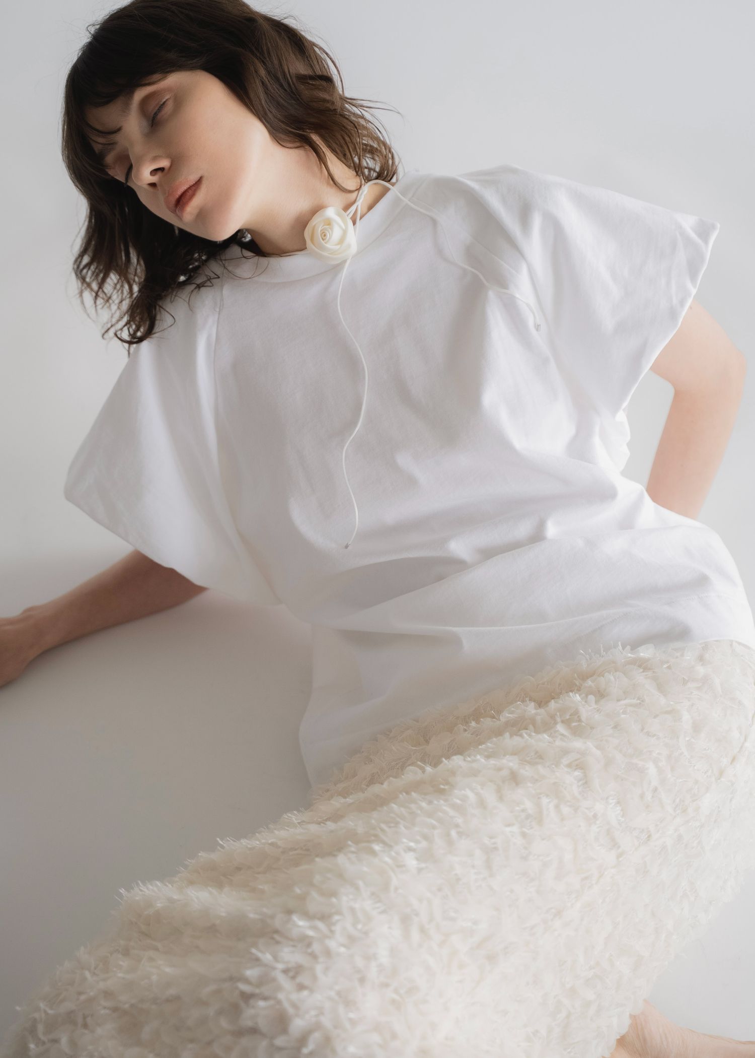 【Hanesコラボ】【2色セット】【Mサイズ】2P BEEFY-T balloon sleeve tops (White&Black) / ヘインズコラボ バルーンスリーブTシャツ (ホワイト&ブラック) / 26SS