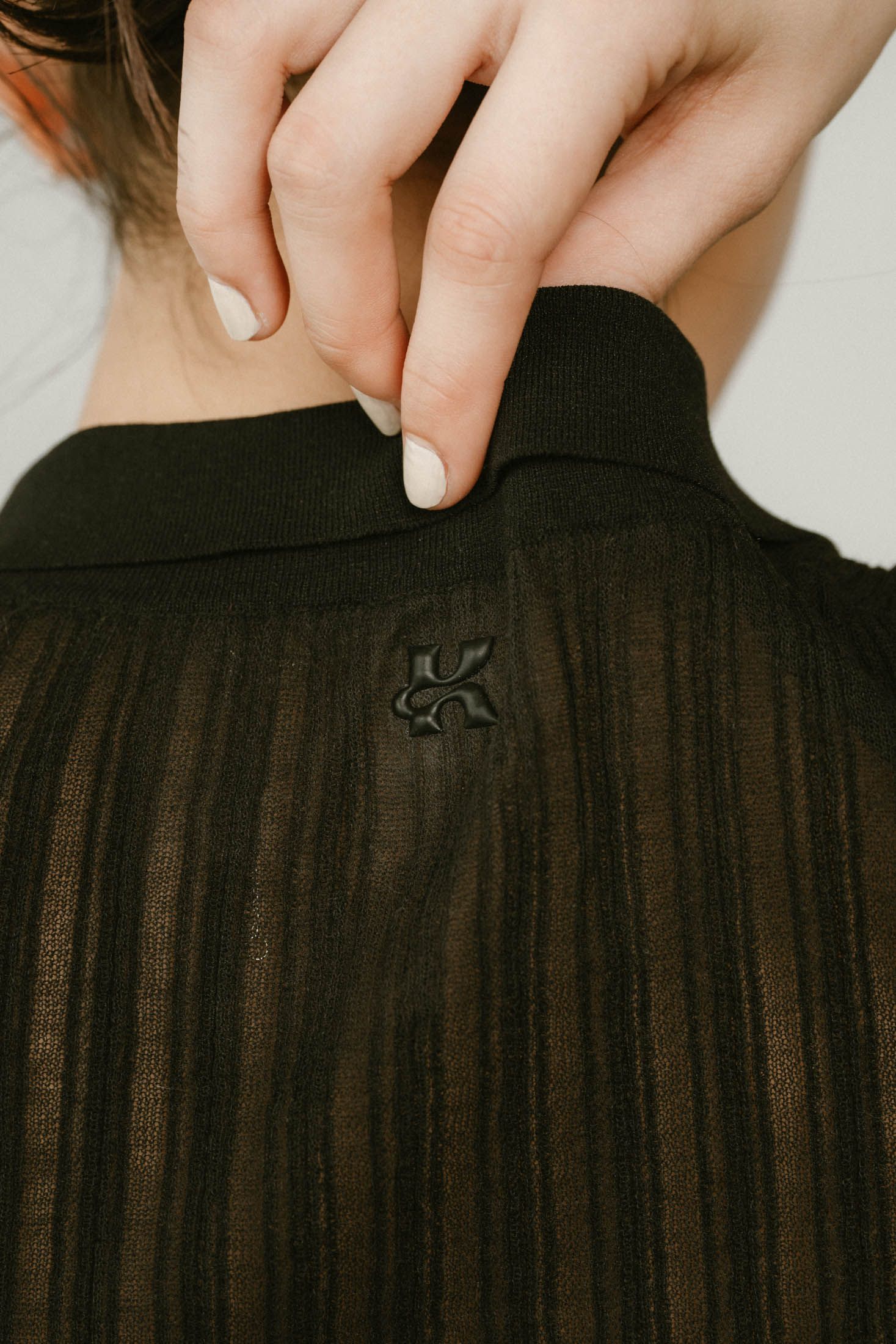 sheer polo knit / シアーニットポロシャツ (ブラック) / 25SS