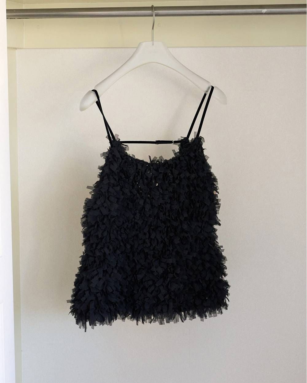 チュールフリンジ キャミソール (ブラック) Tulle Fringe Camisole (Black) /  26AW