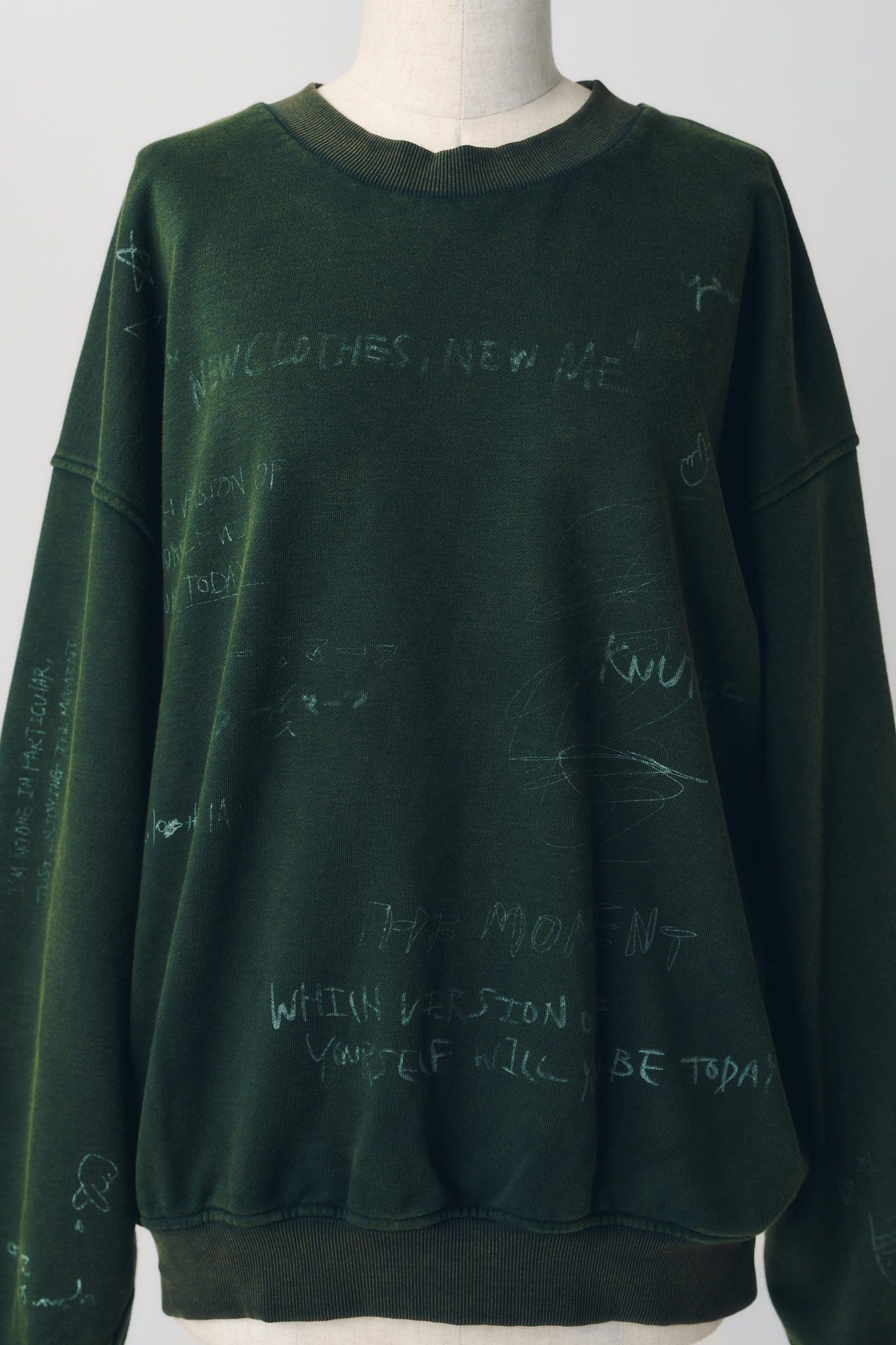 メッセージ スウェット (グリーン) message sweatshirt(unisex) (Green) / 26AW
