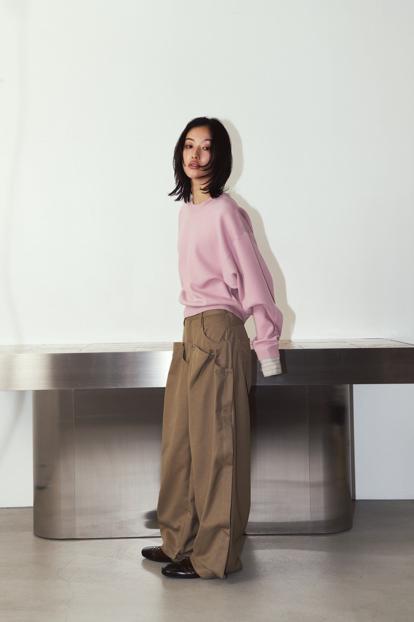 【LADIESサイズ】2ウェイ ノームコア ニット (ピンク) 2way cuffs normcore knit (Pink) / 26AW