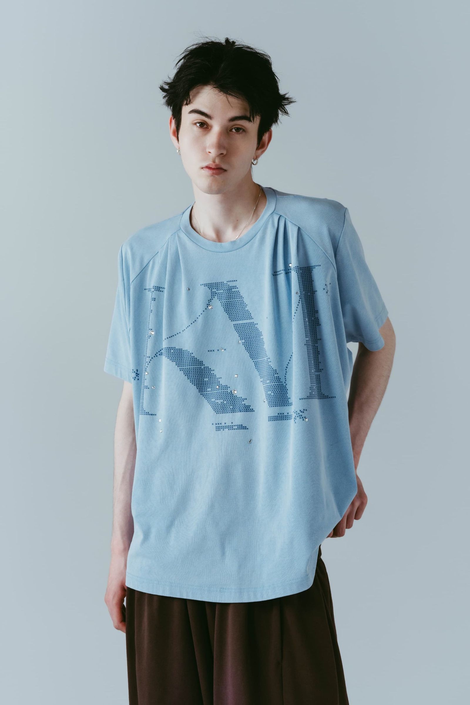 タック オーバーサイズTシャツ (ブルー) tuck detail oversized tee(unisex) (Blue) /  26SS