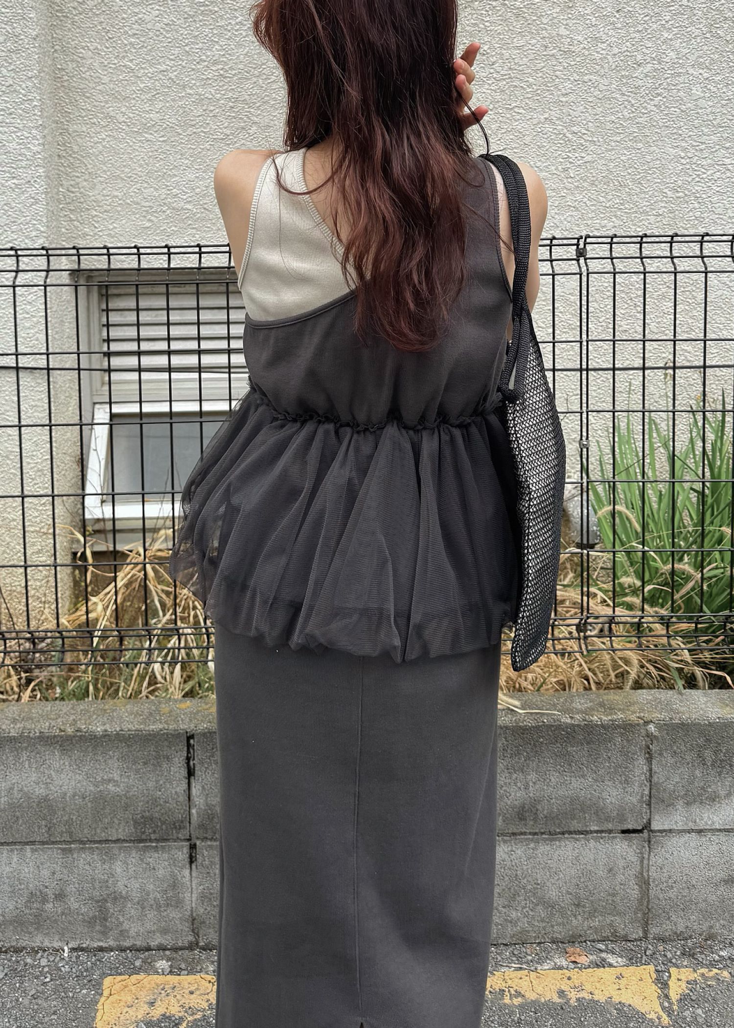 tulle peplum docking rib OP (Shark) / チュールペプラムワンピース (シャーク) / 26SS