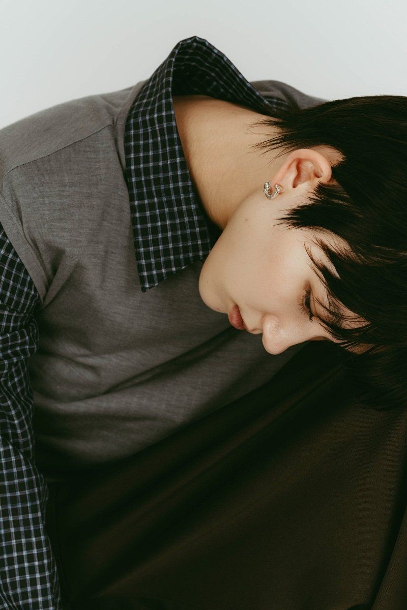 2-piece layered compact shirt (NavyGray) / 2ピース レイヤードコンパクトシャツ (ネイビーグレー) / 26SS