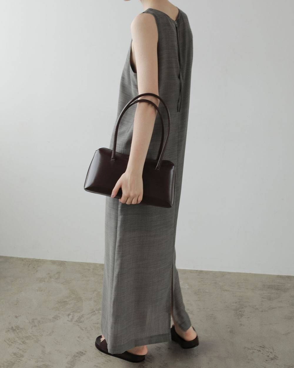 ウールシャンブレー ノースリーブワンピース (グレージュ) Woolchambray Sleeveless Onepiece (Graige) / 27SS