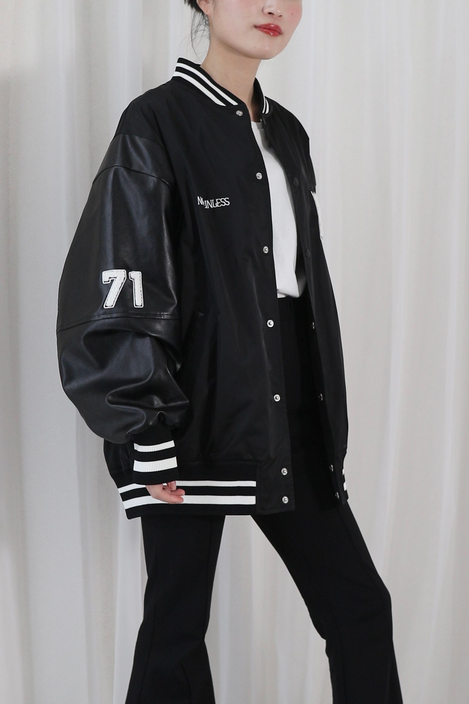 NOUNLESS NYLON STADIUM JUMPER / ナウンレスナイロンスタジャン (ノワール)
