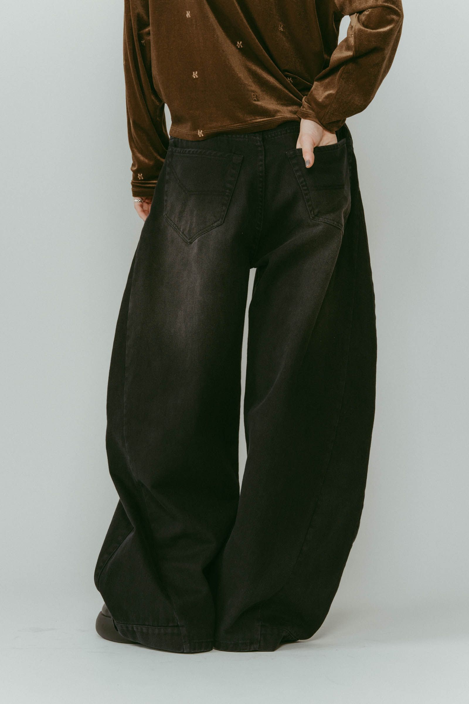shirt wrap denim pants / シャツ巻き デニム (ブラック) / 25AW