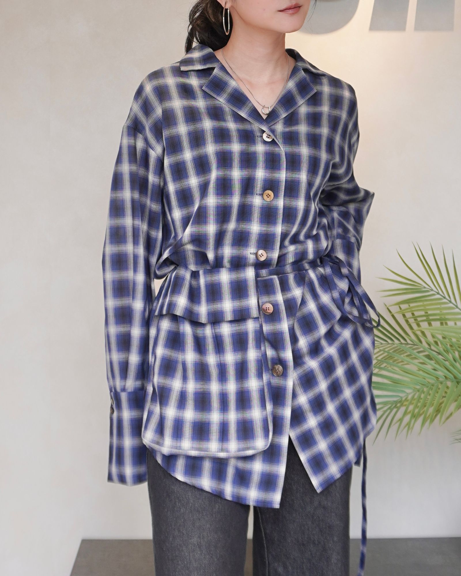 【25AW】SHEER CHECK SHIRT JACKET / シアーチェックシャツ (ブルー)