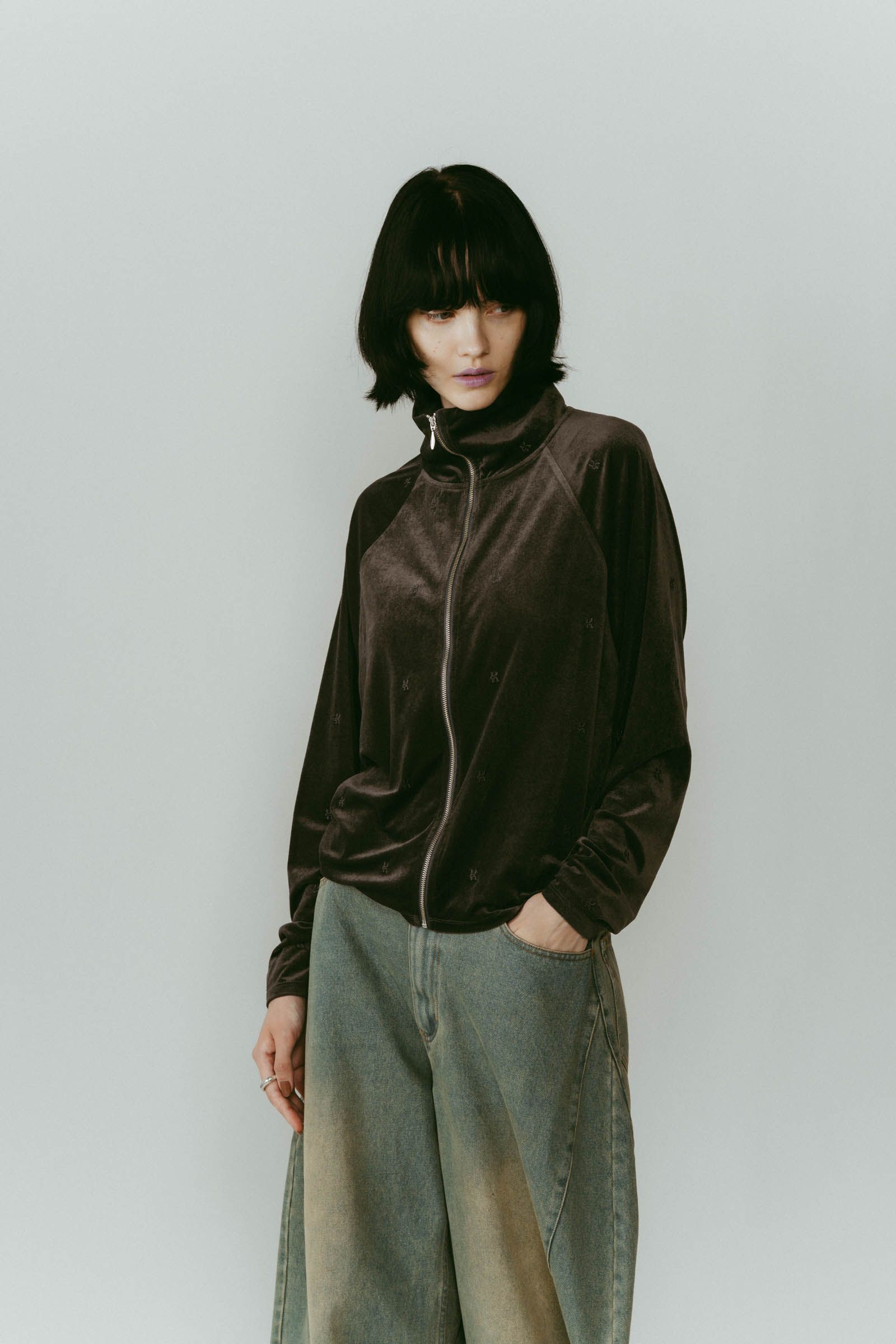 velours track jacket / ベロアトラックジャケット (グレー) / 25AW