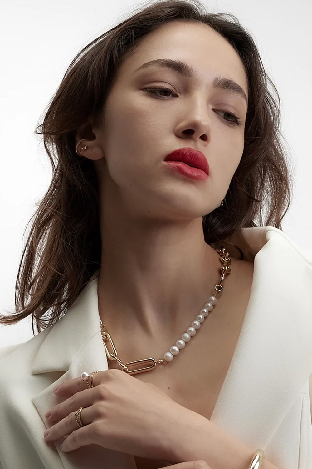 ROBUATUS PEARL CHAIN NECKLACE / ロブストス パール チェーン ネックレス STERLING SILVER 925 (ゴールドベルメイユ)
