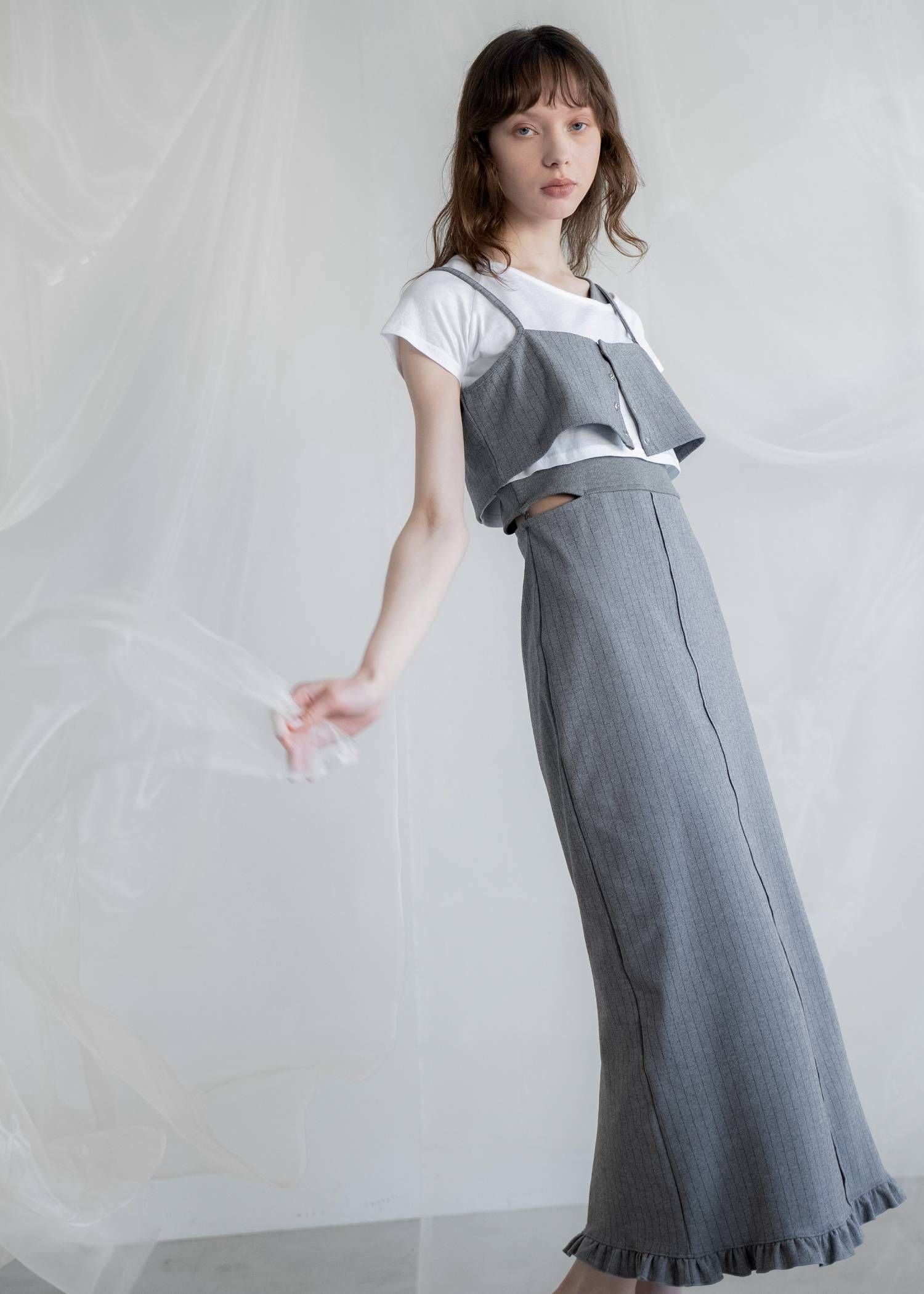 レイヤード3ピース ワンピース (ミックス) asymmetry layered 3 piece stripe OP (Mix) /  26SS