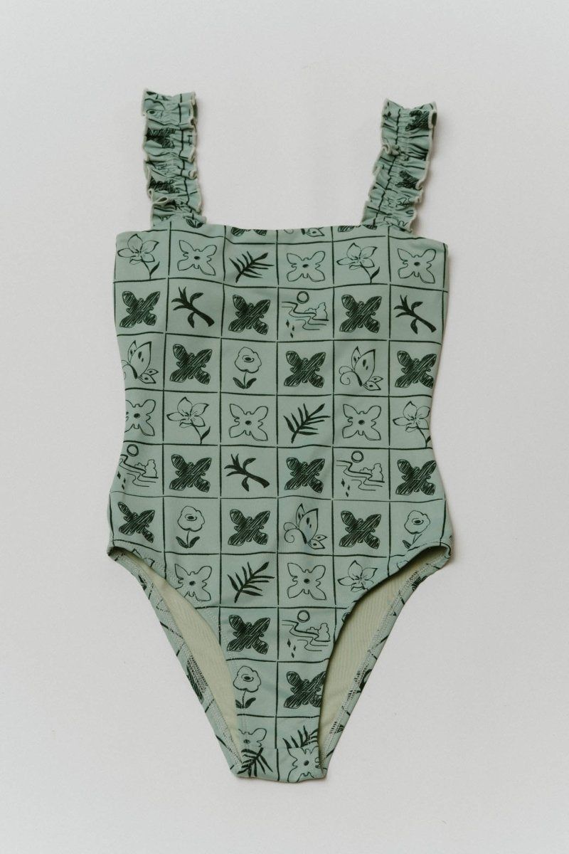 Knuth Marf - back open flower swim suit / バックオープン