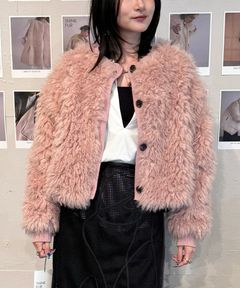【25AW】2Way Fur×Knit Tops (ピンク) / 2ウェイファー×ニットトップス / エコファー / フェイクファー