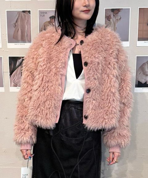 【25AW】2Way Fur×Knit Tops (ピンク) / 2ウェイファー×ニットトップス / エコファー / フェイクファー