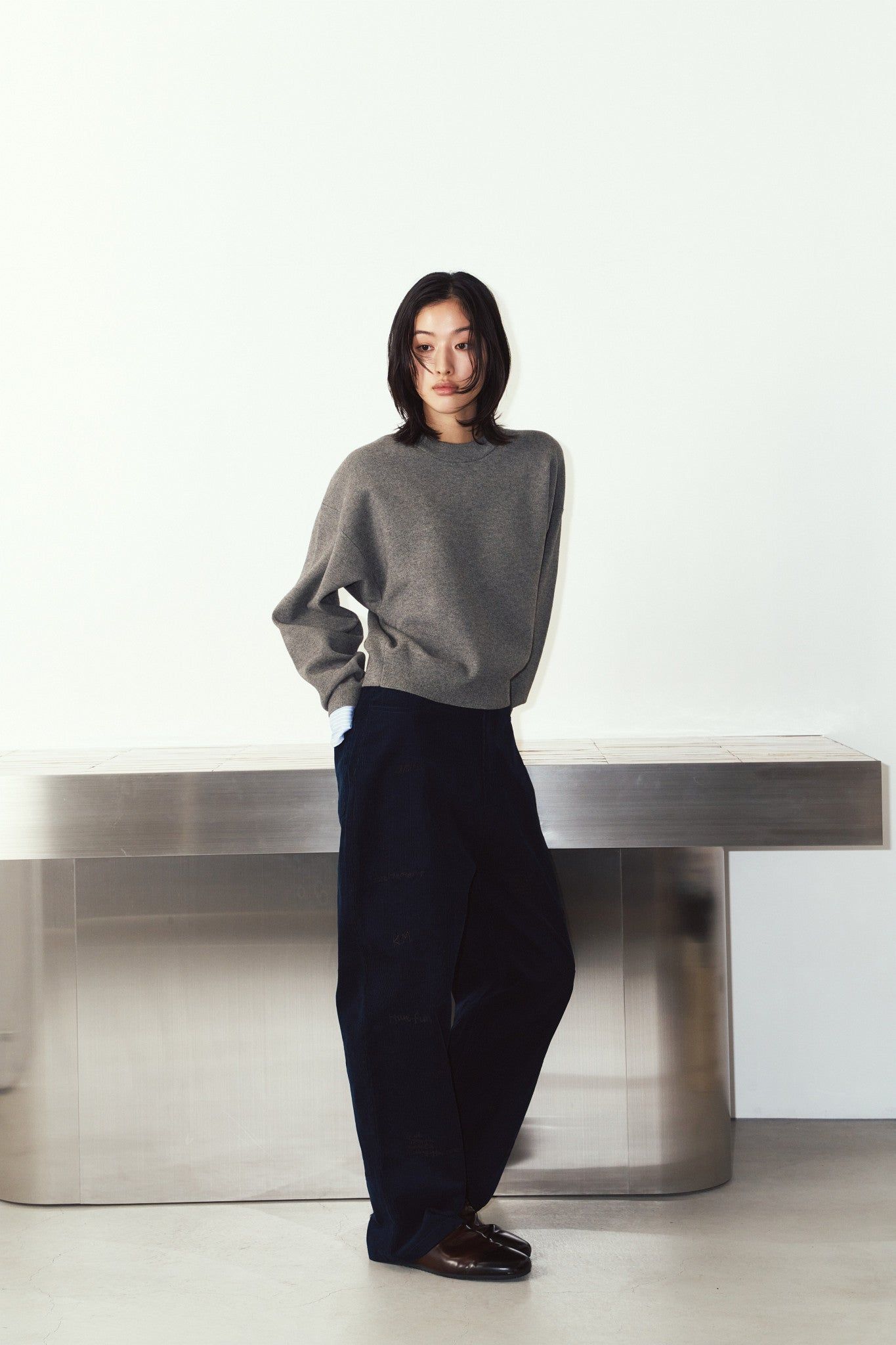 【LADIESサイズ】2ウェイ ノームコア ニット (グレー) 2way cuffs normcore knit (Gray) / 26AW