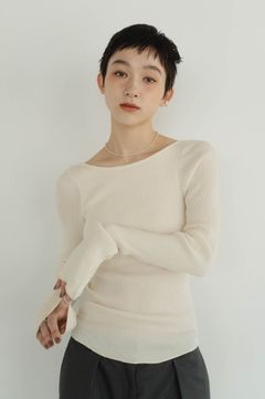 【KnuthMarf × PALM】cup in boat neck knit / カップイン ボートネックニット (ホワイト)  Knuth Marf