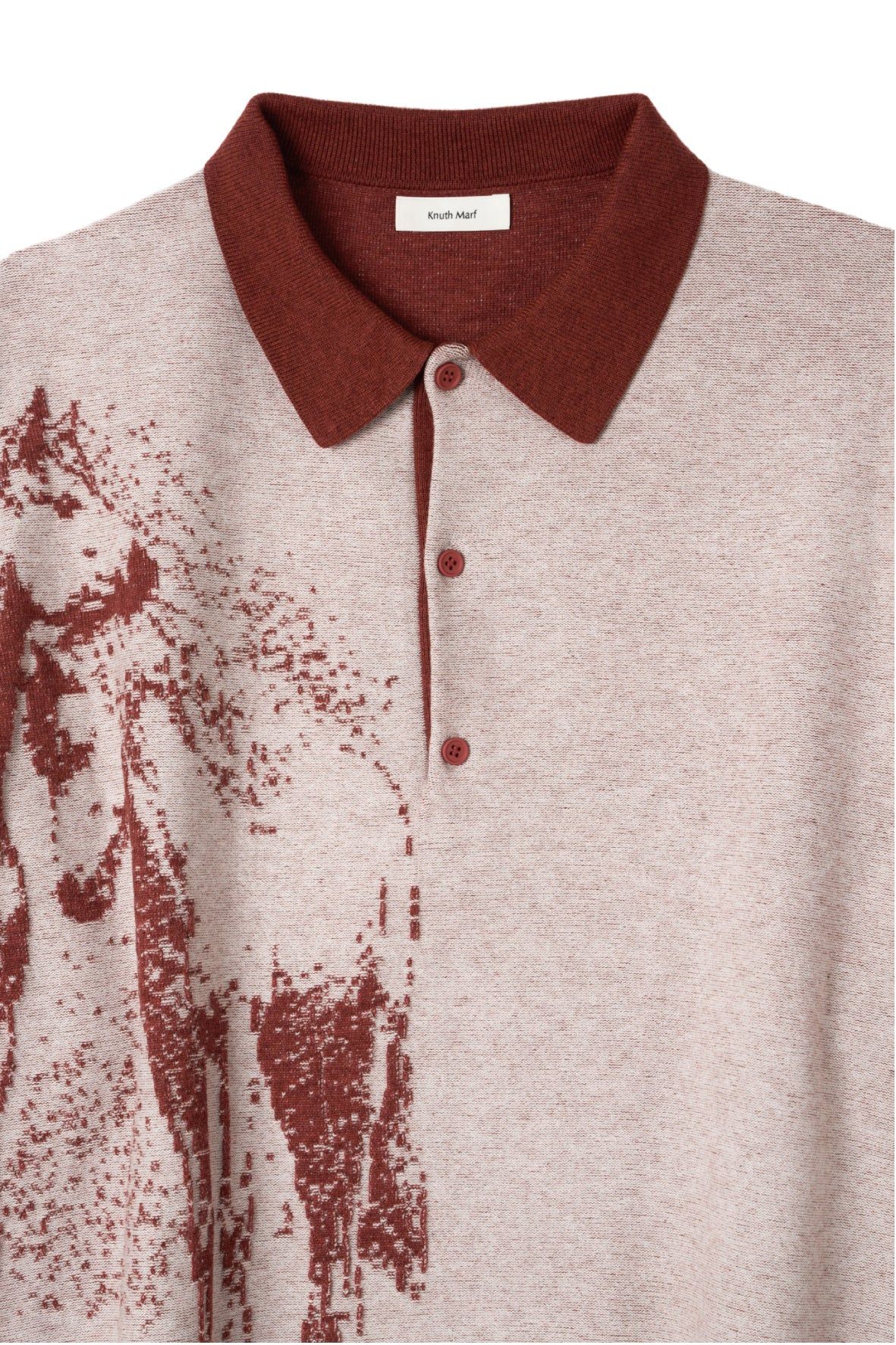 リバーシブル ジャガードポロニット (レッド) reversible jacquard polo knit(unisex) (Red) / 26AW