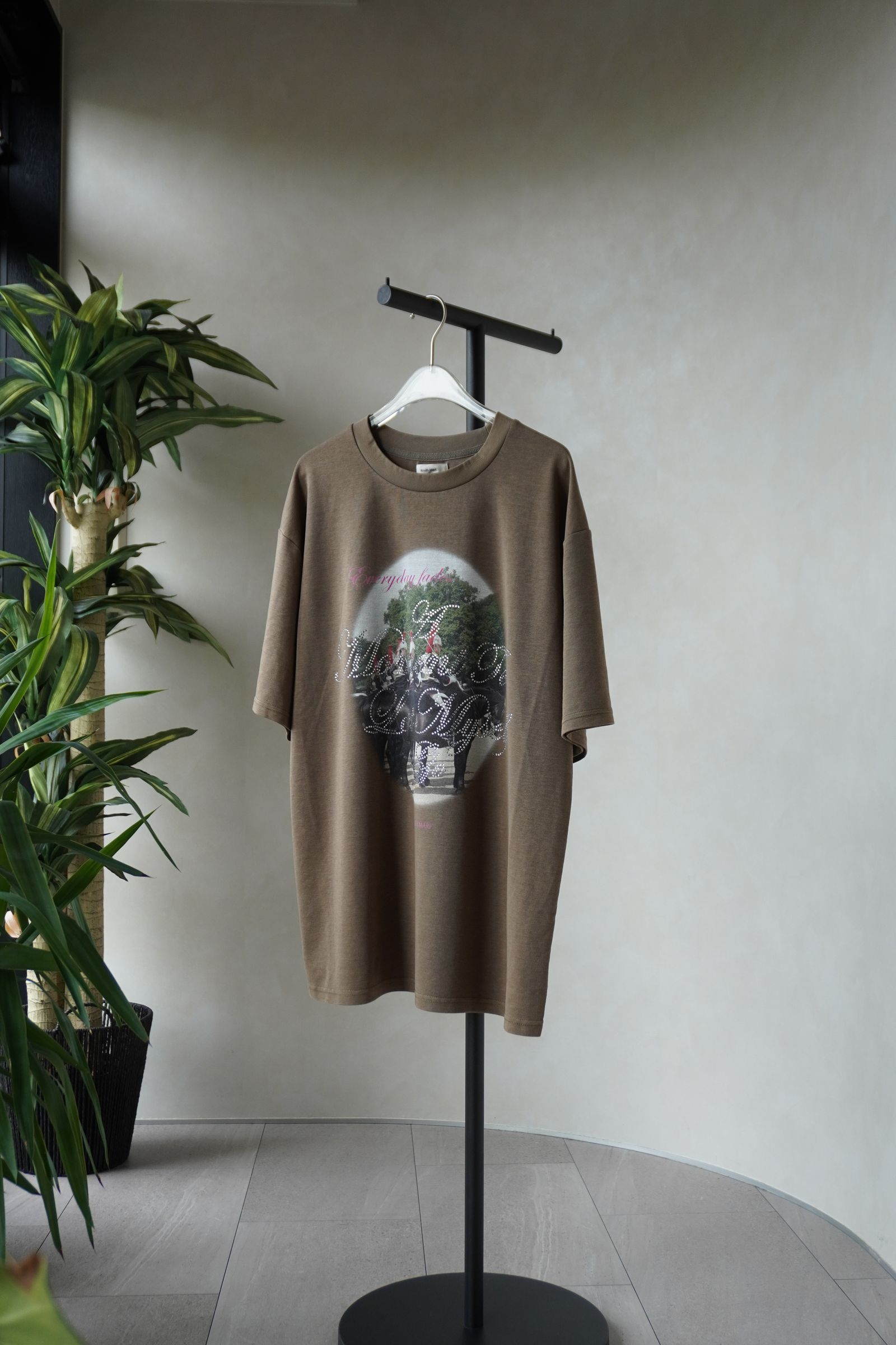 ラインストーングラフィックTシャツ (ベージュ) rhinestone graphic tee(unisex) (Beige) /  26SS
