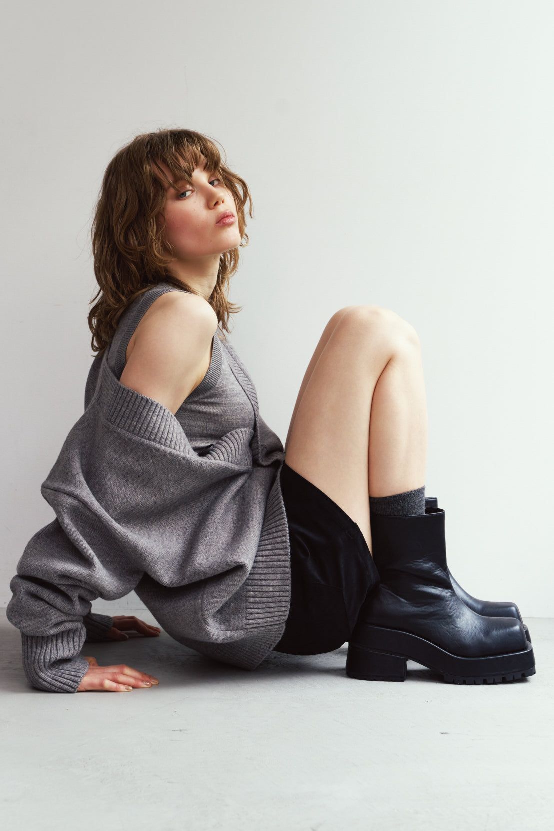 ボリューム スクエアブーツ (ブラック) volume square boots (Black) / 26AW