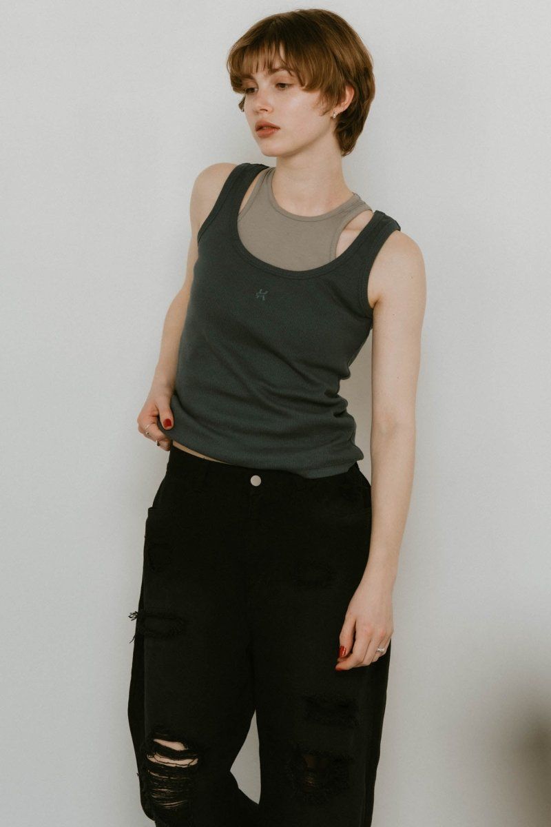 Knuth Marf - 【予約】2piece layered logo tank top / 2ピース