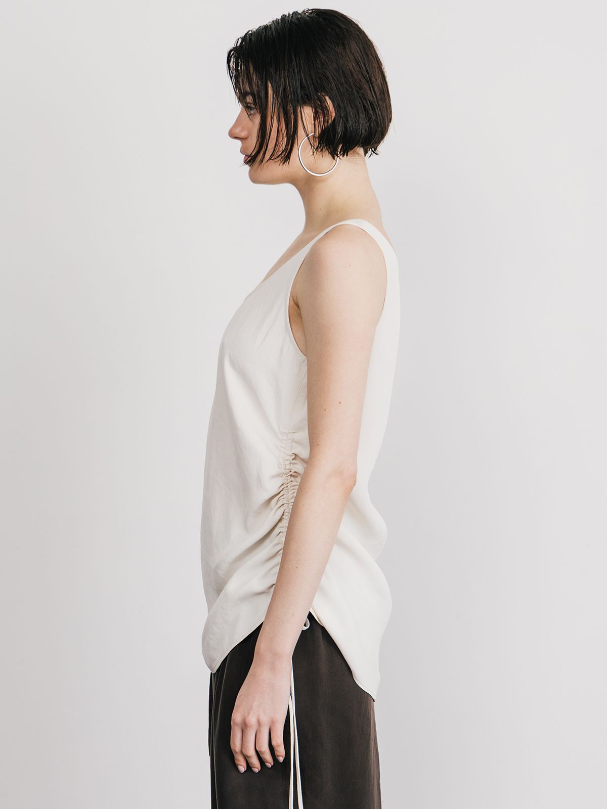 【25SS】ACETATE GATHER TANK / アセテートギャザータンクトップ (アイボリー)