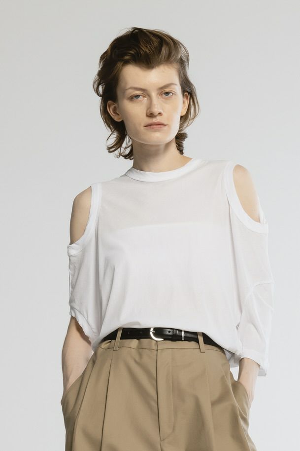 【25SS】SHEF OPEN SHOULDER T-SHIRT / オープンショルダーTシャツ (ホワイト)