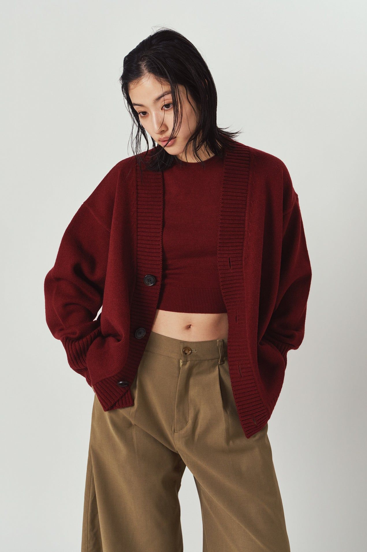 2ピース カーディガン (レッド) 2-piece cardigan (Red) / 26AW