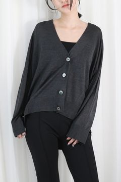 SILK OVERSIZE CARDIGAN / シルクオーバーサイズカーディガン (グレー)