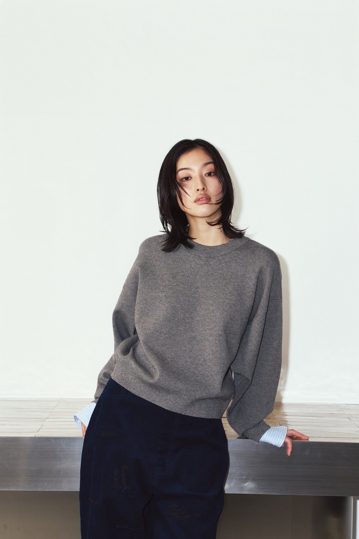 【LADIESサイズ】2ウェイ ノームコア ニット (グレー) 2way cuffs normcore knit (Gray) / 26AW