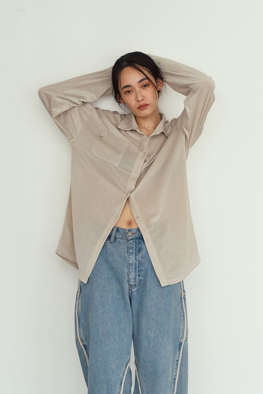 2ウェイ ベロアシャツ (ライトグレー) 2way velour shirt (Lightgray) / 26AW