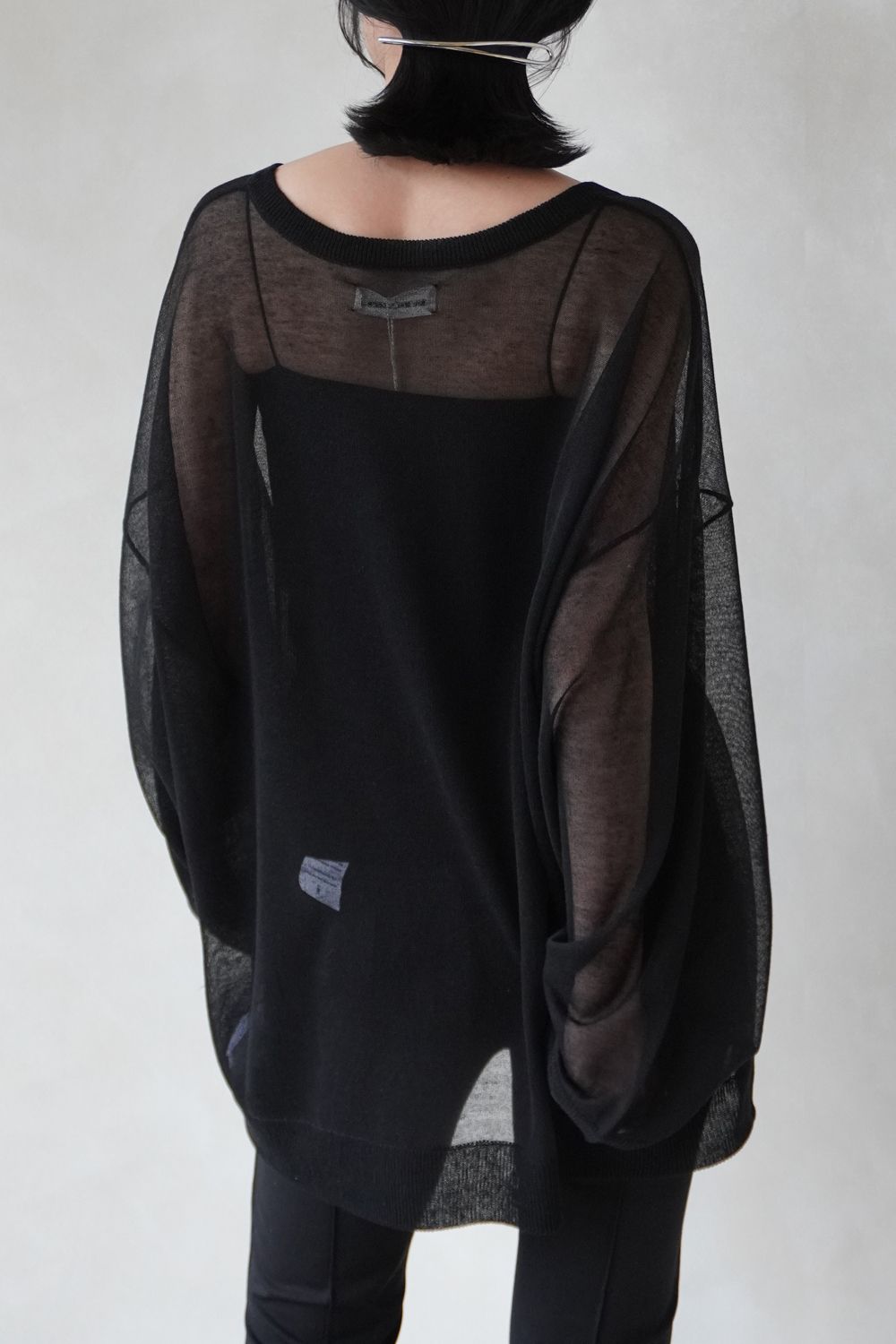 SHEER KNIT TOPS / シアーニットトップス (ブラック)