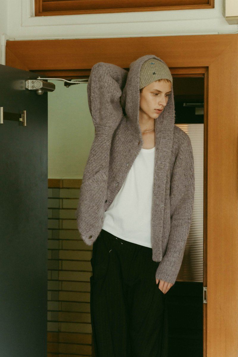 hooded cardigan knit / フーデッド カーディガンニット (ライラック) / 25AW