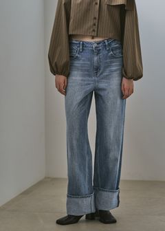 【Healthy DENIM × WILLFULLY】"Chronos" rollup straight denim PT / ヘルシーデニムコラボ ロールアップストレートデニムパンツ (ブルー) / 25AW /