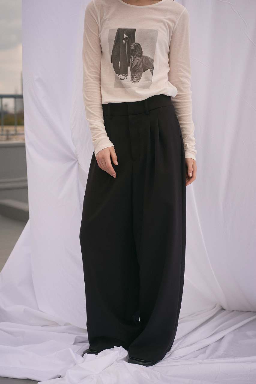 ドレープワイドパンツ (ブラック) Draped Wide-Leg Pants (Black) /  26AW