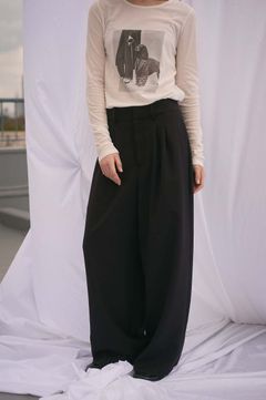 ドレープワイドパンツ (ブラック) Draped Wide-Leg Pants (Black) /  26AW