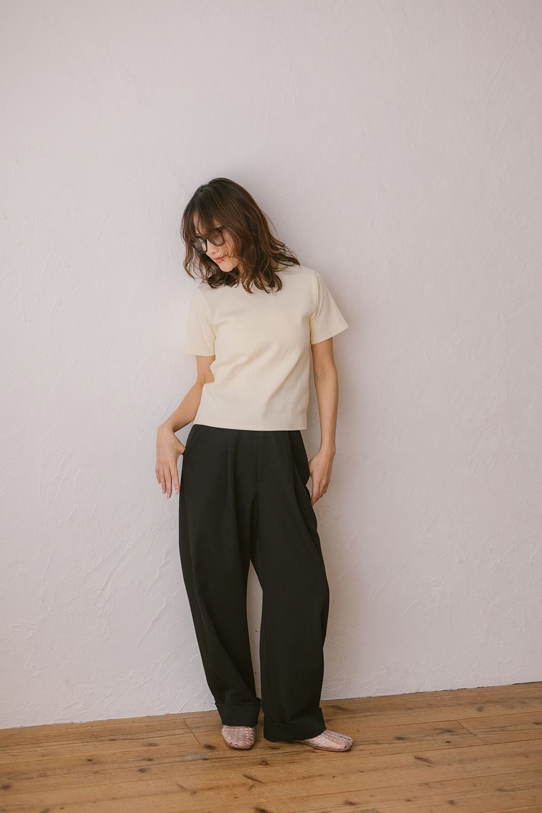 ベーシックスリムハーフスリーブTシャツ (バター) Basic T-shirt (Butter) /  26SS