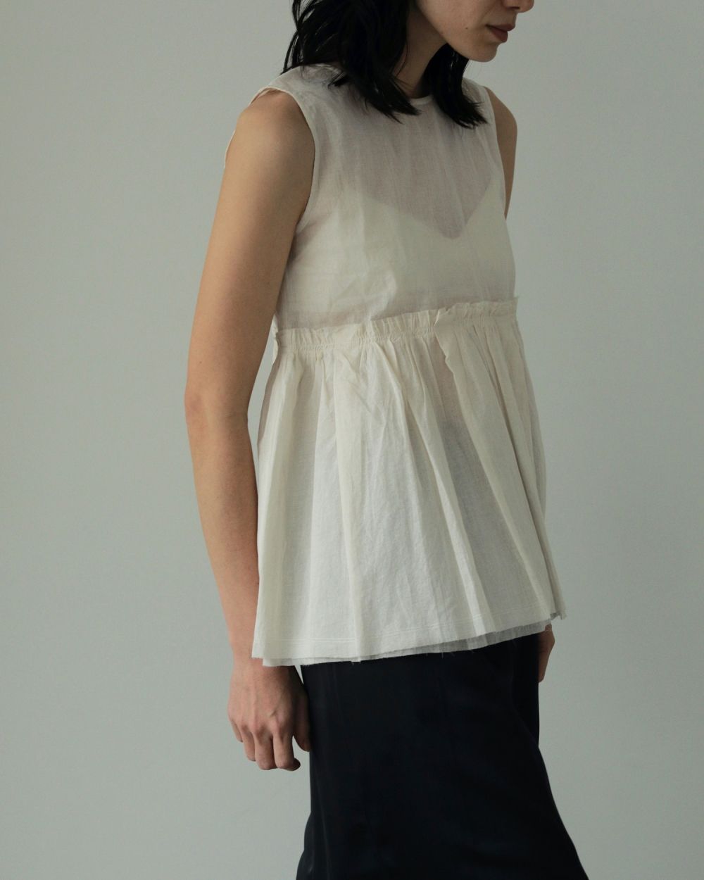 Sheer Peplum Tops / シアーペプラムトップス (アイボリー)