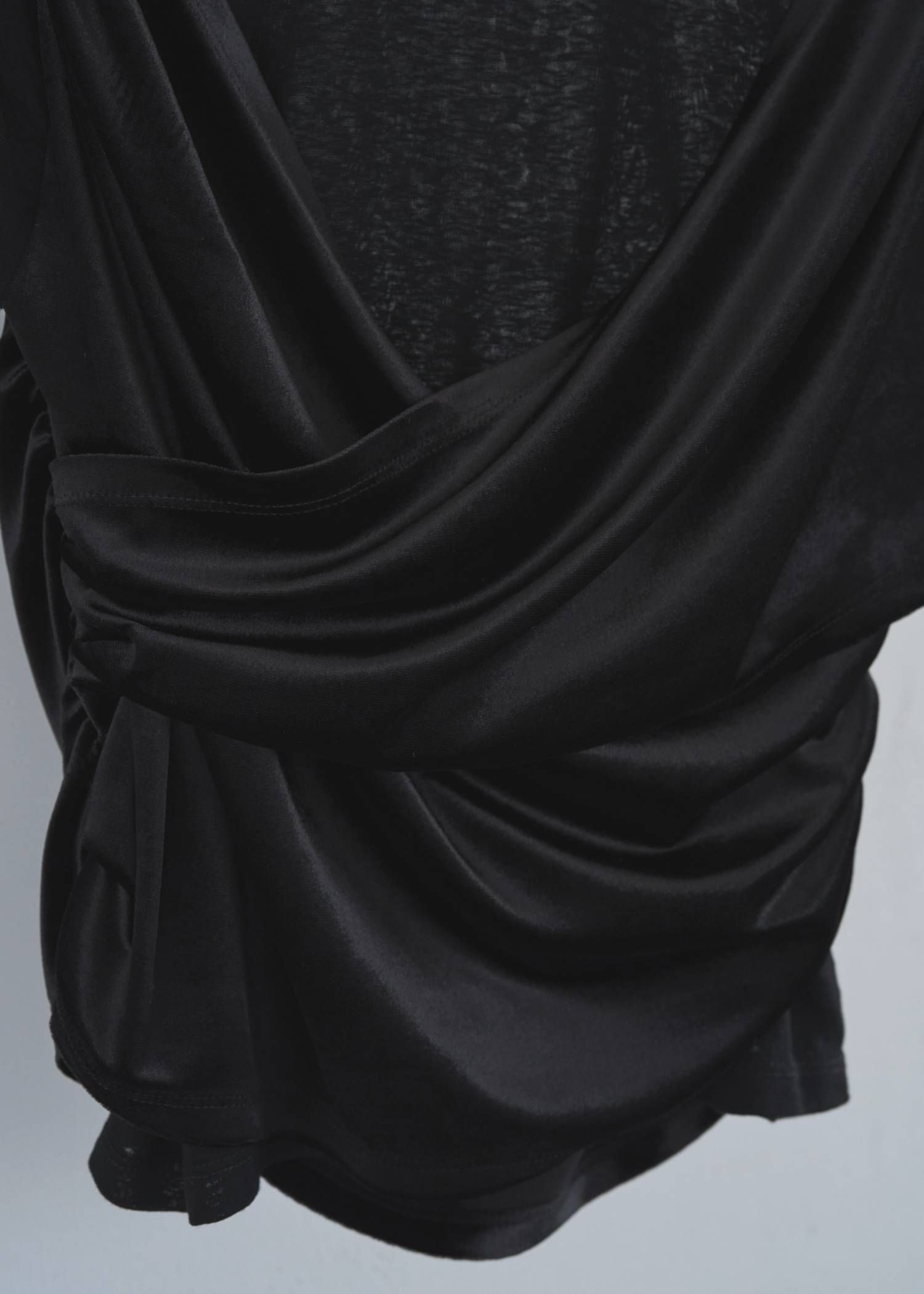 ベロア ドレープ Tシャツ (ブラック) cache coeur mix slub velour tops (Black) /  26SS