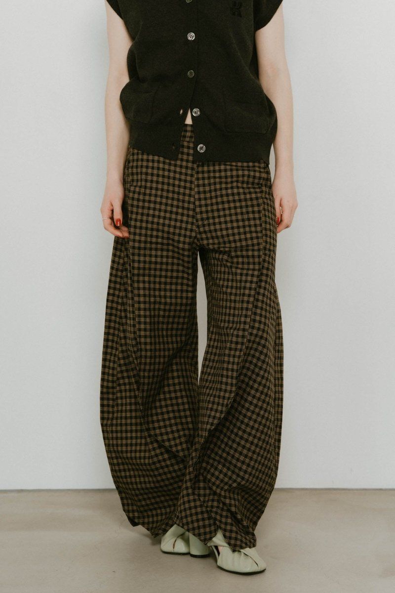 slit deformed pants(unisex) / スリット ディフォームド パンツ (チェックブラック) / 25SS