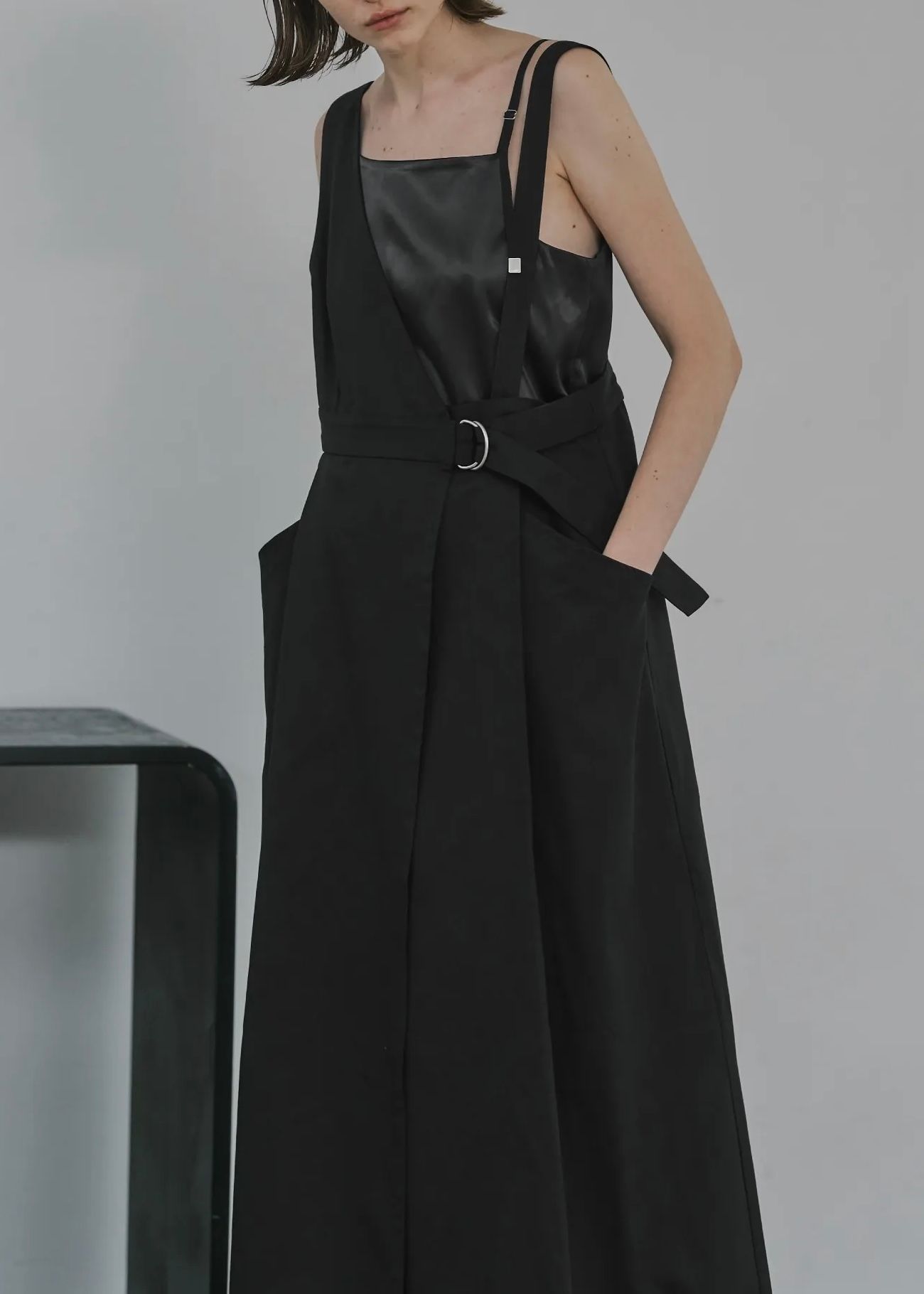 one shoulder twill OP / ワンショルダーツイルワンピース (ブラック) / 25AW