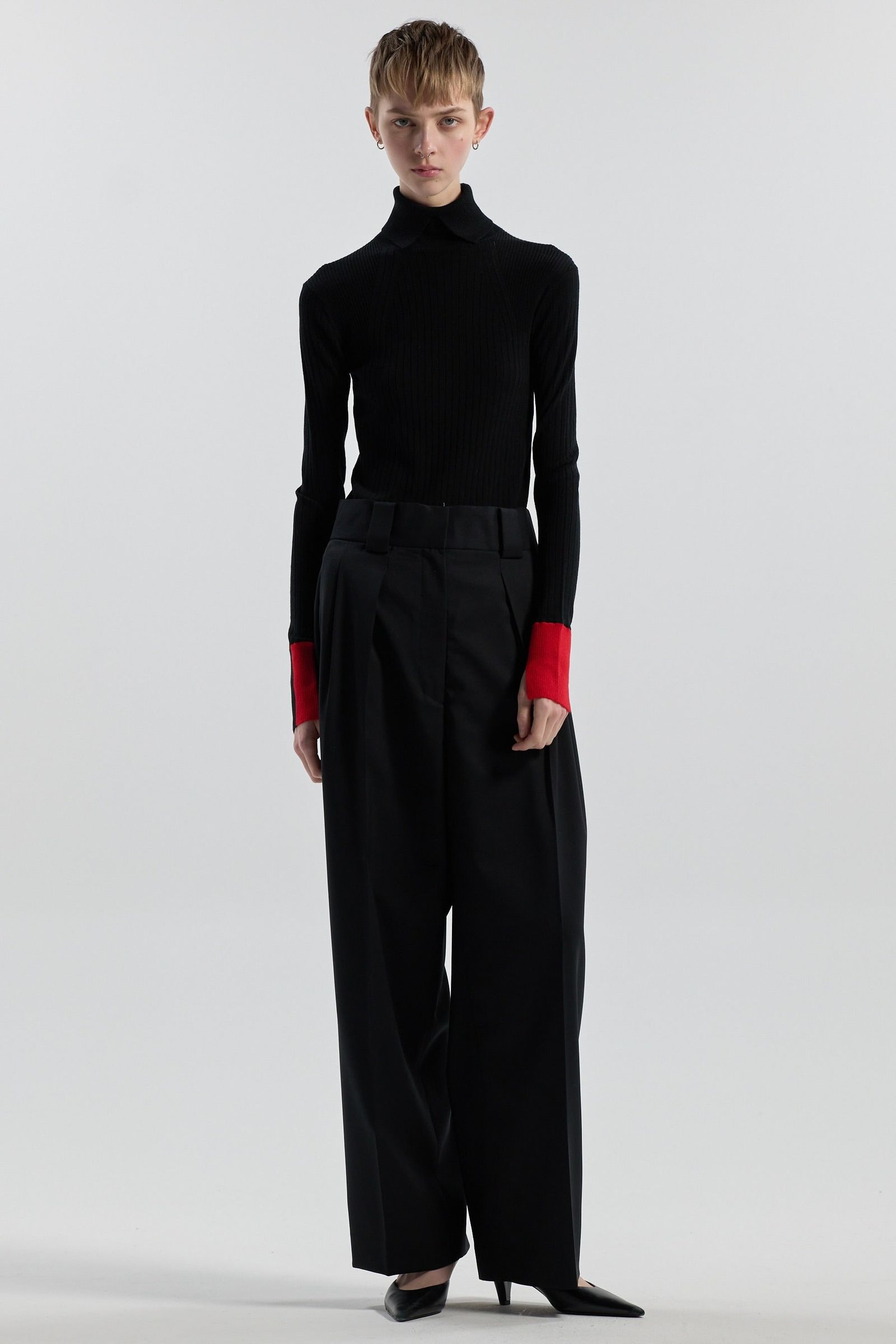 ツイル2タック ハイウエストパンツ (ブラック) TWILL / 2-TUCK HIGH-WAIST PANTS (Black) / 26AW