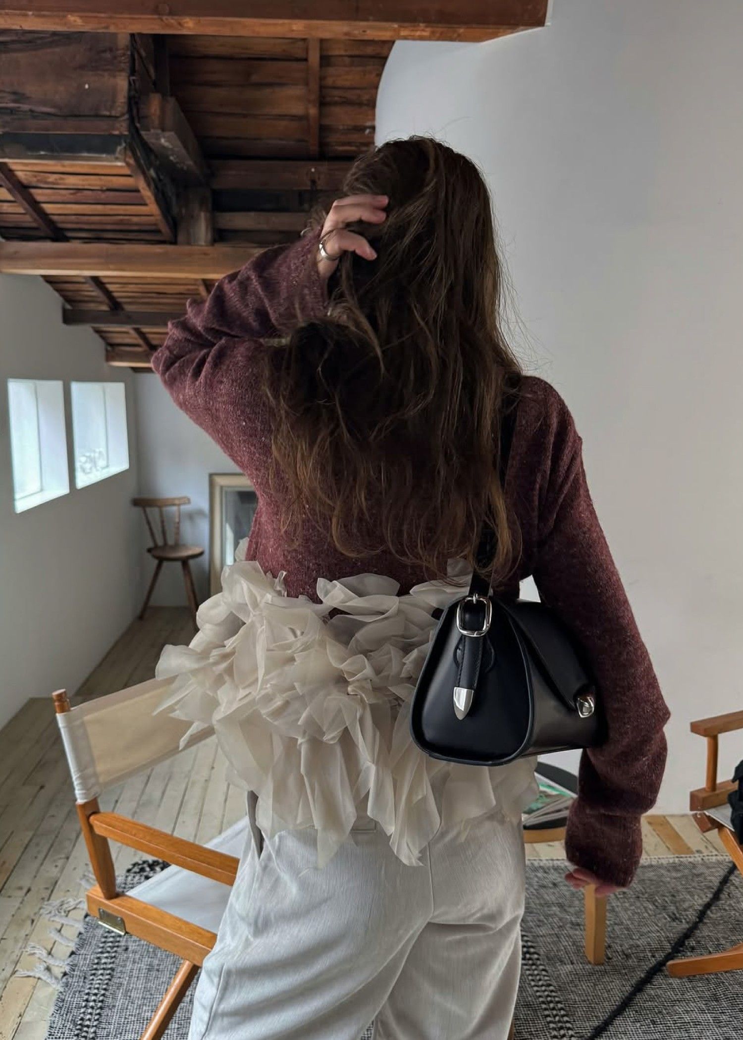 gradation frill bottleneck knit / グラデーション フリルニット (ザクロ) / 25AW