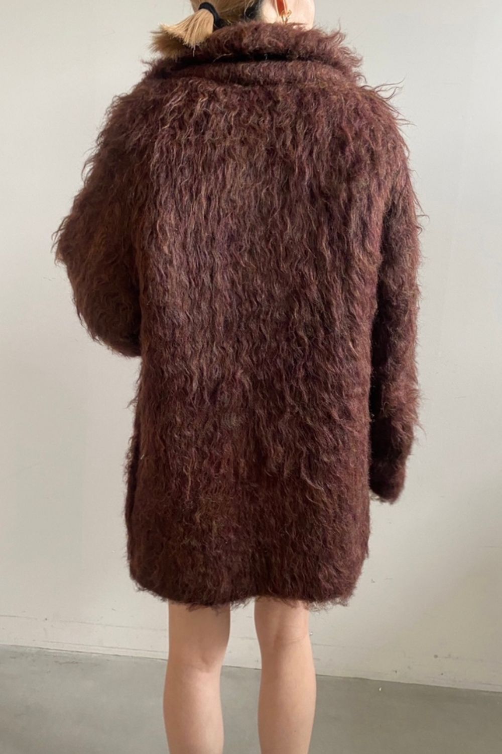BIG COLLAR KNIT FUR JACKET (CHOCO) / ビッグカラーニットファージャケット チョコ