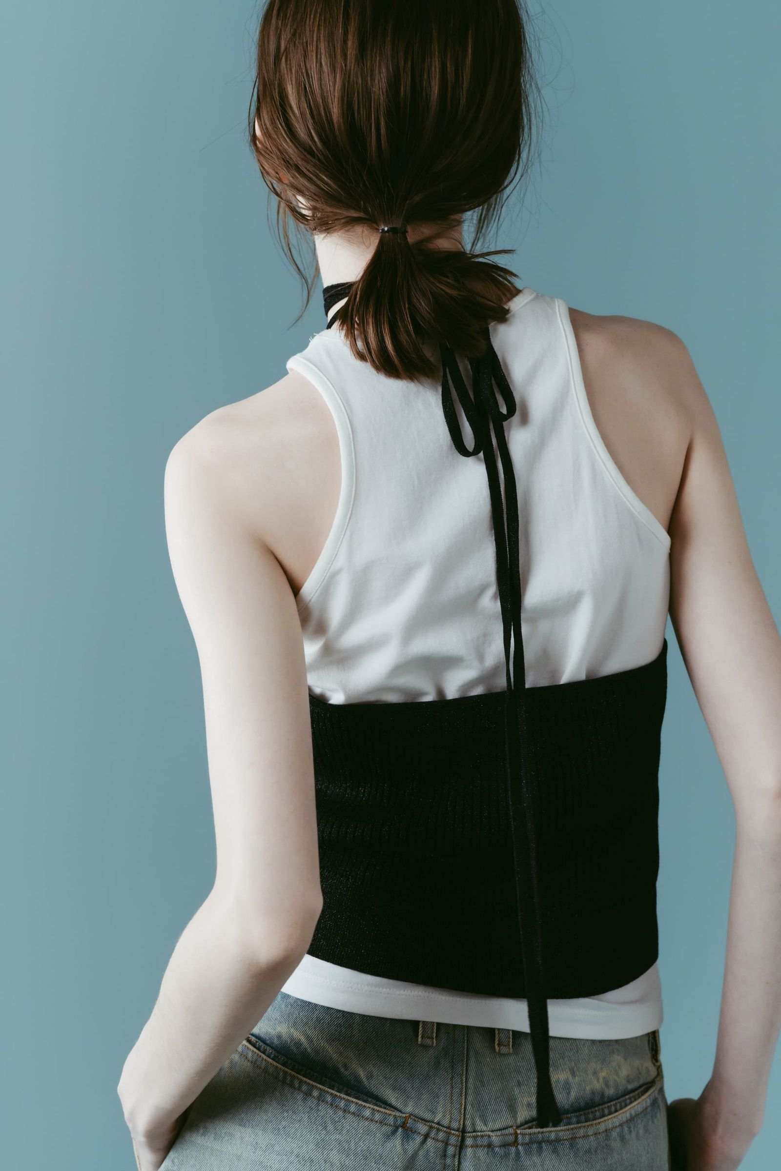 ニット ホルタービスチェ (ネイビー) knit halter bustier (Navy) /  26SS