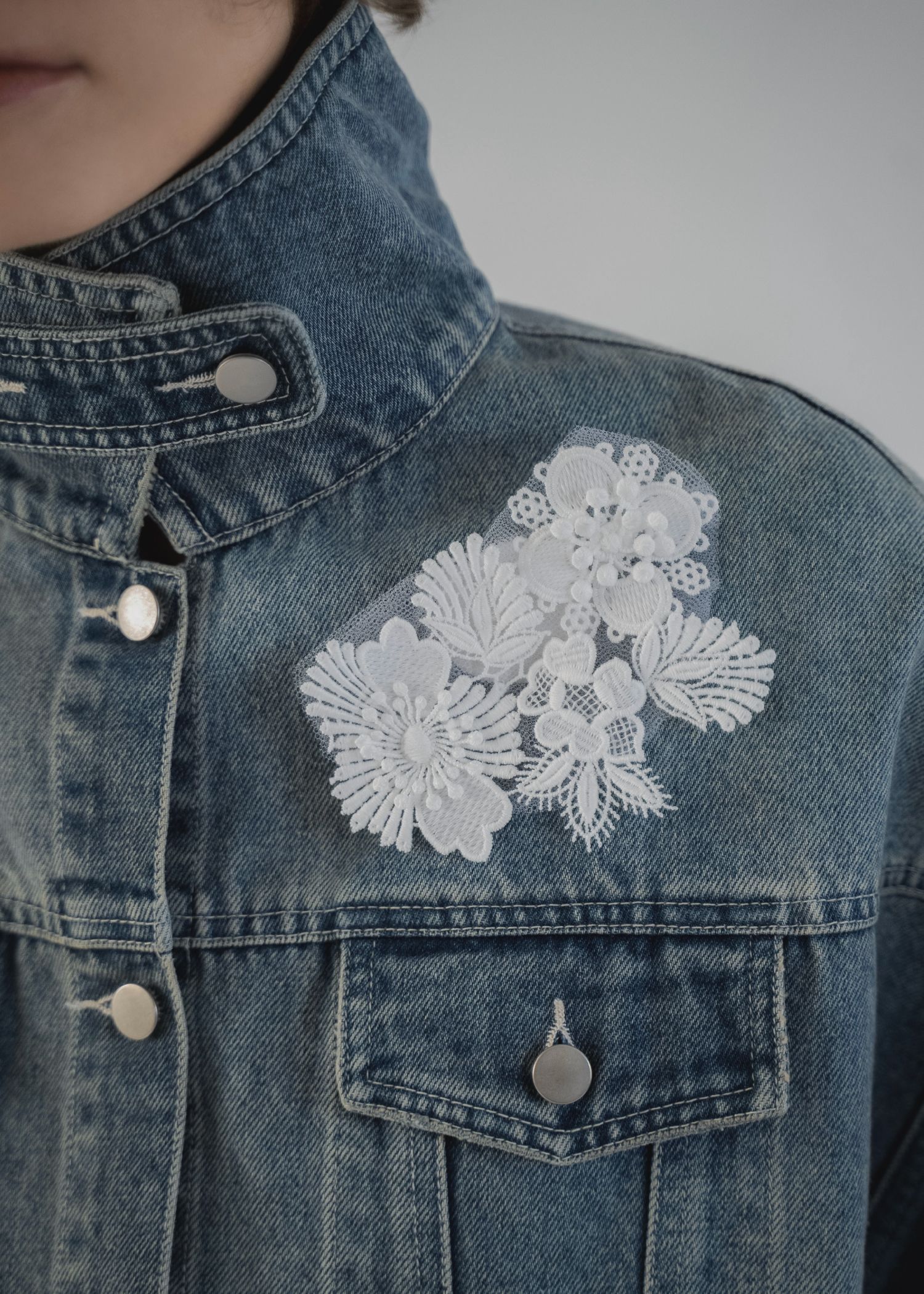 trucker detail denim poncho JK / トラッカー ポンチョ デニムジャケット (L/blue) / 26SS