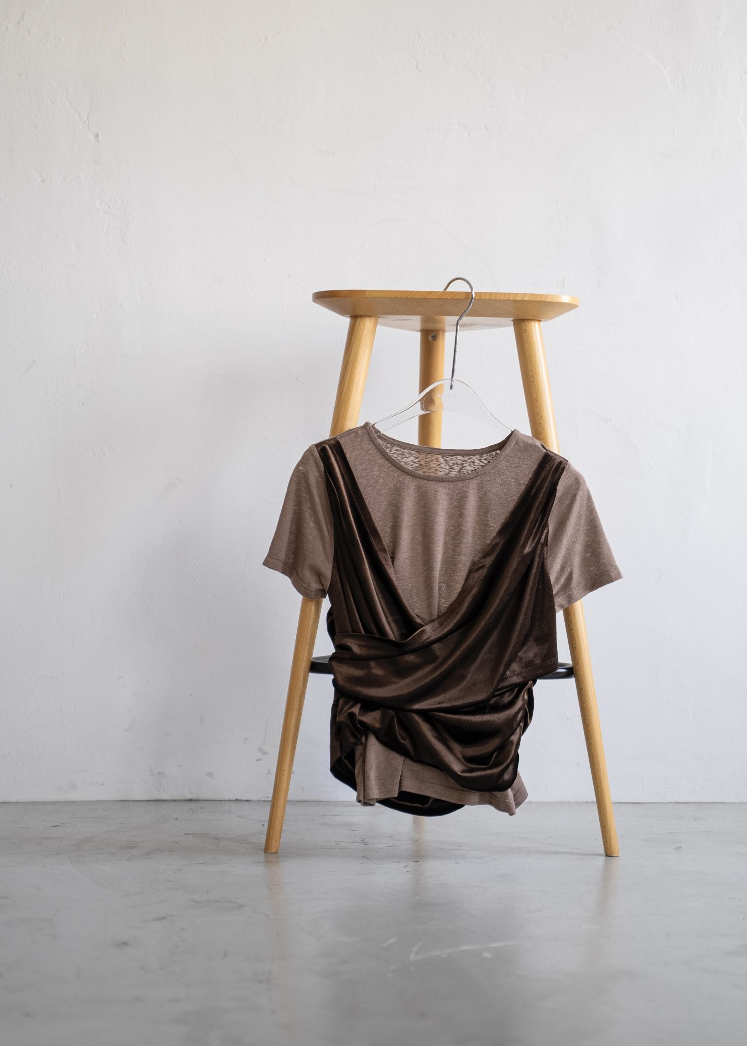 ベロア ドレープ Tシャツ (カフェモカ) cache coeur mix slub velour tops (Caffe mocha) /  26SS